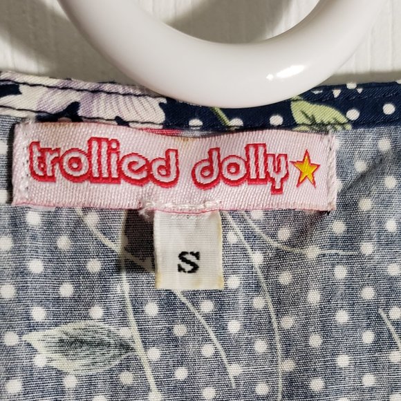 EUC Trollied Dolly Blue Floral Vintage Style Dress - Picture 5 of 8